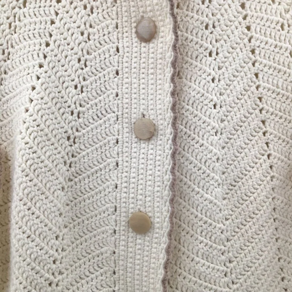 VTG Hand Crochet OS Capelet Short Cape Cream Boho Cottagecore Cosplay Prairie